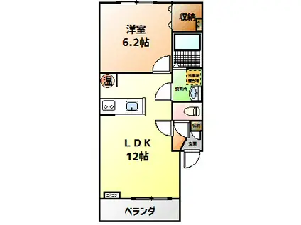 Mハイツ東町10(1LDK/3階)の間取り写真