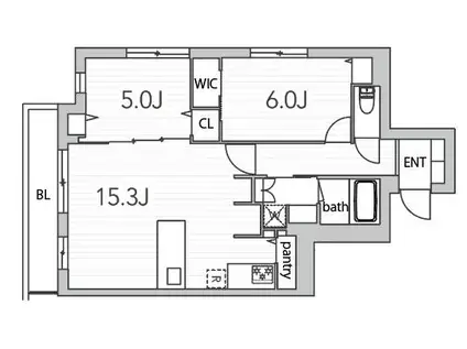 アプリーレ上野毛(2LDK/5階)の間取り写真
