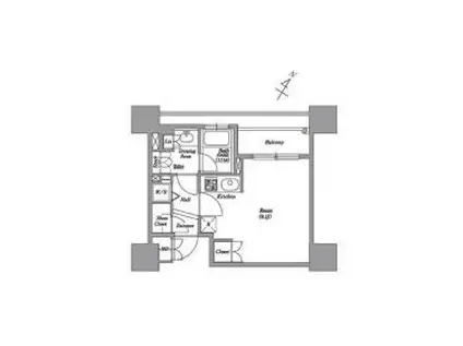 レキシントンスクエア白金高輪(ワンルーム/5階)の間取り写真