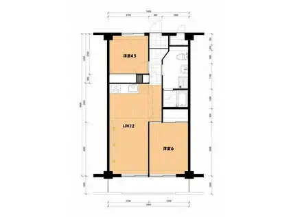 ハピネス飯田6号館(2LDK/2階)の間取り写真