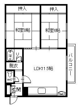 ポポラーレ緑道(2LDK/5階)の間取り写真