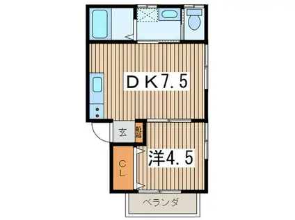 シーサイドツー(1DK/1階)の間取り写真