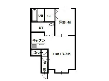 サンピラー(1LDK/2階)の間取り写真