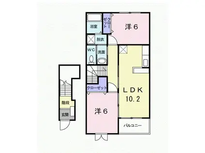 ブルック サイド 七島I棟(2LDK/2階)の間取り写真