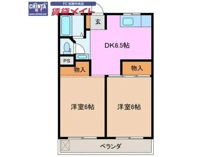 伊藤ビル(2DK/2階)の間取り写真