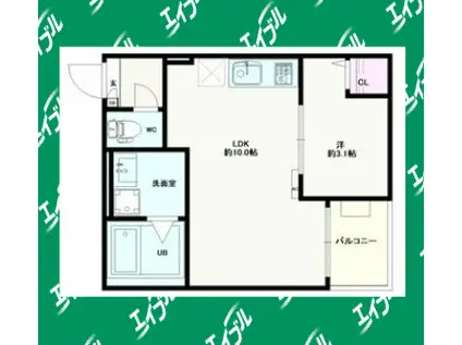 JACK SHINCHII(1LDK/3階)の間取り写真