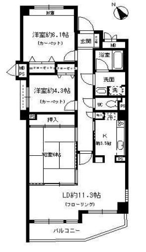 ステイツ神戸青谷・城の下通(3LDK/3階)の間取り写真