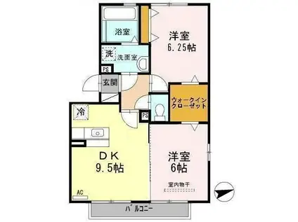 さくらそう 世安二号館(2DK/2階)の間取り写真