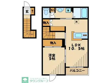 ラ・グラシア(1LDK/2階)の間取り写真