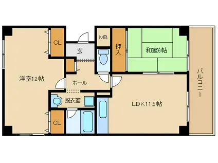 プライムヒル(2LDK/1階)の間取り写真