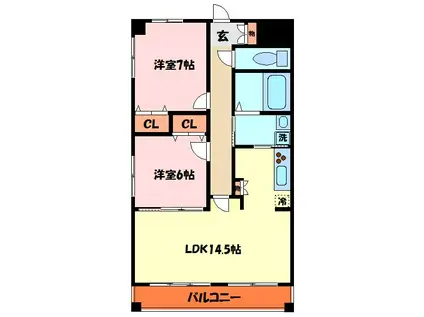 BELLE FLLEUR(2LDK/2階)の間取り写真