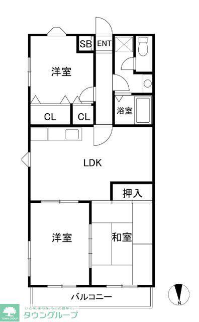 コーポヤマオカ(3LDK/1階)の間取り写真