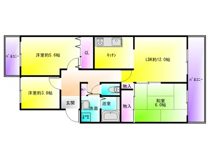 ヴィラ赤とんぼ(3LDK/3階)の間取り写真