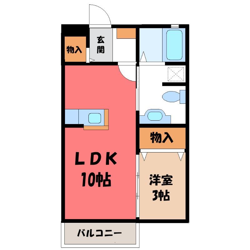 ソーレフォンティーヌB(1LDK/1階)の間取り写真