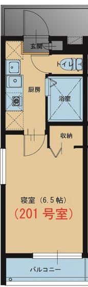 ウェーブレジデンス西川原(1K/2階)の間取り写真
