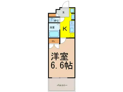 パルティール御器所(1K/10階)の間取り写真