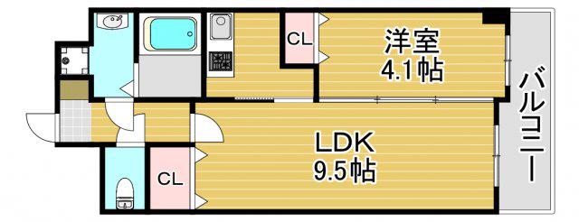 ES-GRANDE大阪 CITY AVENUE(1LDK/10階)の間取り写真