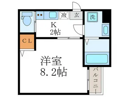 エントランスライフ同志社西(1K/1階)の間取り写真