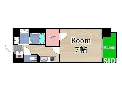 スワンズシティ大阪城北詰(1K/2階)の間取り写真