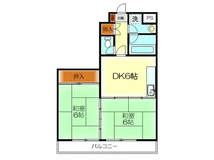 キャピトルアクア(2DK/3階)の間取り写真