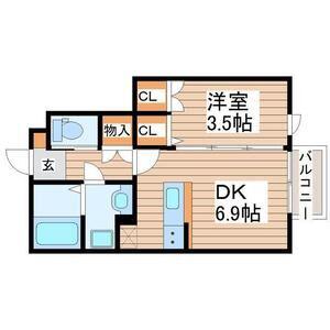 コンフォール萩野町I(1DK/1階)の間取り写真