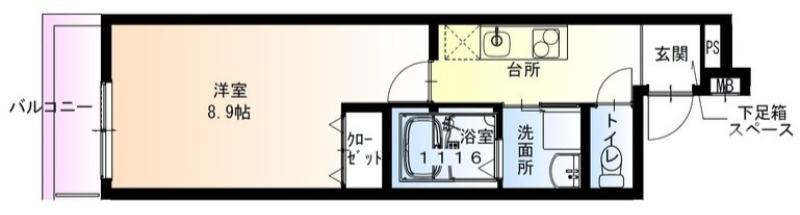 フジパレス湊駅南(1K/1階)の間取り写真