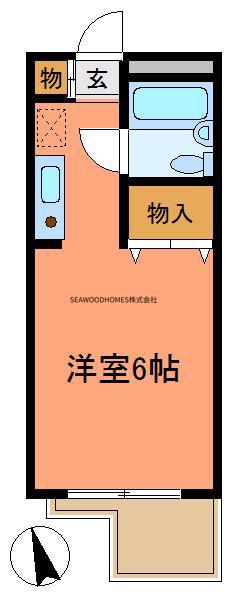 晴嵐マンション(1K/2階)の間取り写真