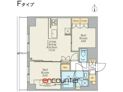 クレストコート東日暮里(2LDK/6階)の間取り写真