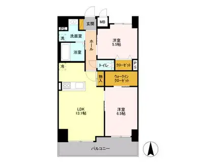 フロンティア・コンフォート研究学園(2LDK/9階)の間取り写真