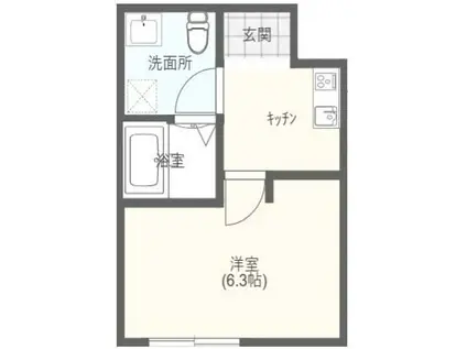 ミッドタウン原市(1K/2階)の間取り写真