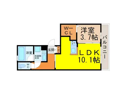 ヒールコートII(1LDK/2階)の間取り写真