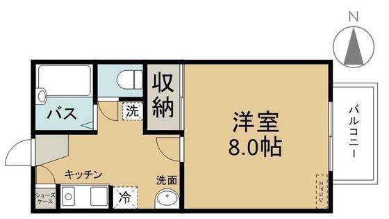 ヴィレッジKI(1K/2階)の間取り写真
