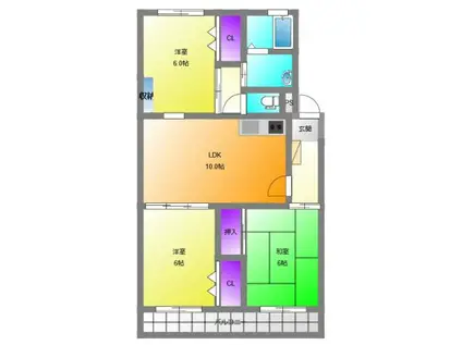 ヴェルドミール(3LDK/3階)の間取り写真