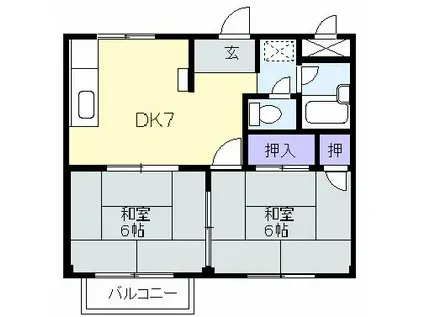 シティハイツ源II(2DK/1階)の間取り写真