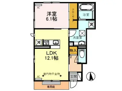 GRAN MARKS(1LDK/1階)の間取り写真