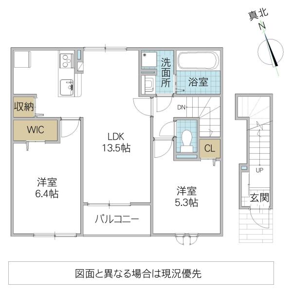 モノテラス(2LDK/2階)の間取り写真
