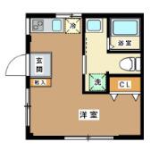 マンション青葉(ワンルーム/1階)の間取り写真