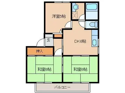 ハイツ城島(3DK/1階)の間取り写真