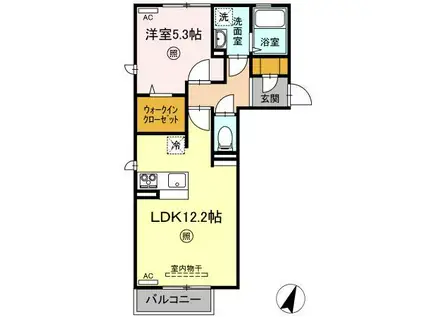 ベルビューコバヤシII(1LDK/2階)の間取り写真