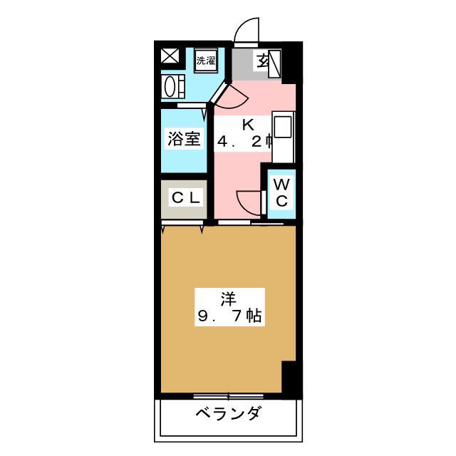 フローラル堀木(1K/6階)の間取り写真