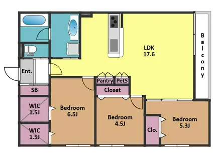 船橋2丁目メゾン(3LDK/3階)の間取り写真