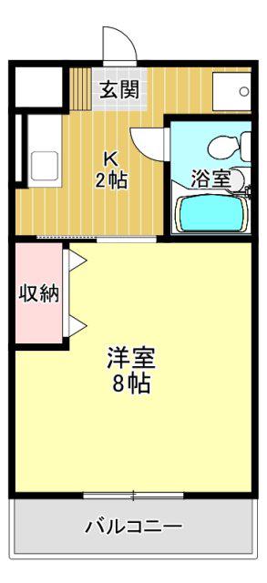 グランパレI(1K/3階)の間取り写真