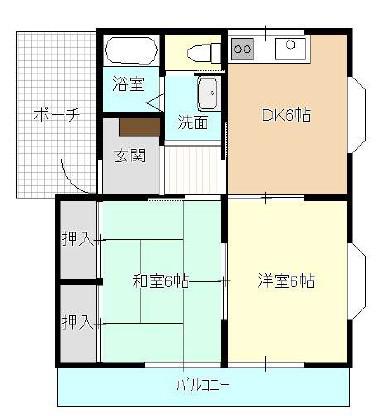ドエル富塚B(2DK/1階)の間取り写真