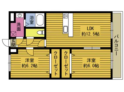 アディ須賀(2LDK/3階)の間取り写真