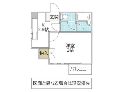 ドミール武藤A棟(1K/2階)の間取り写真