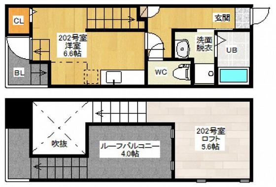 MAISONETIC リバーサイド宇品(ワンルーム/2階)の間取り写真