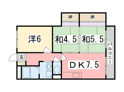 メゾン北山(3DK/2階)の間取り写真