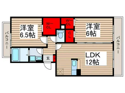 ボヌール・T(2LDK/2階)の間取り写真