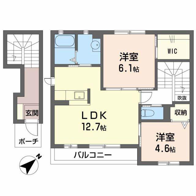 シャーメゾン縁(2LDK/2階)の間取り写真