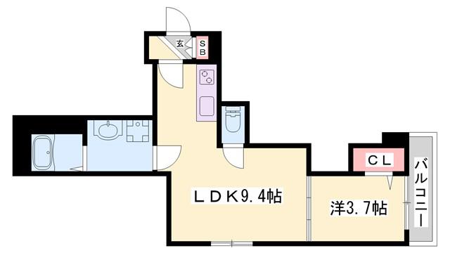 HABITASION京口(1LDK/3階)の間取り写真